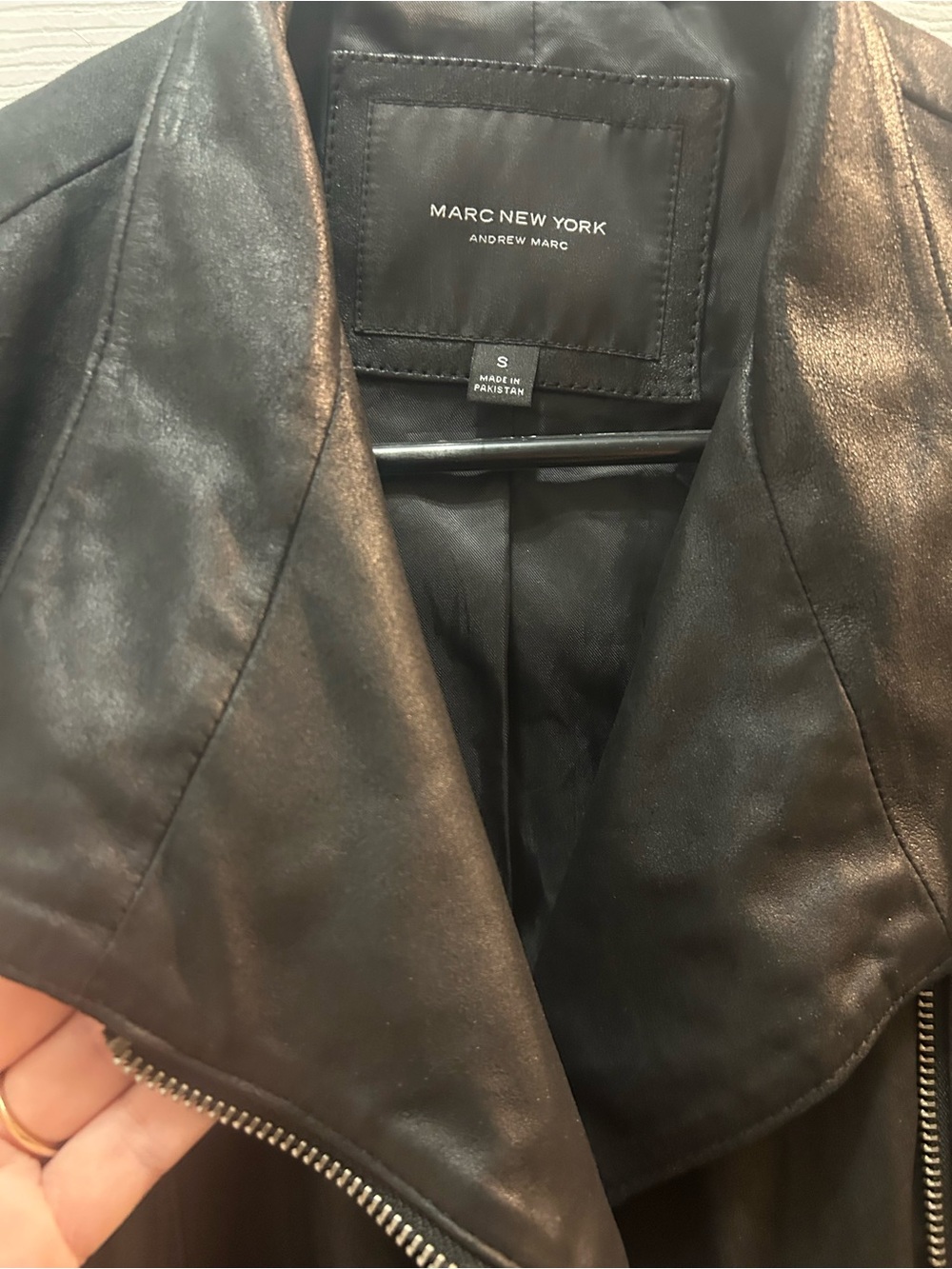 Marc New York Black Leather Asymmetrical Moto Jacket - Picture 2 of 3